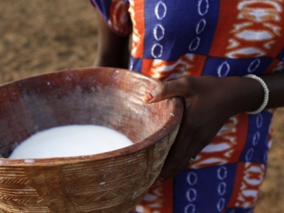 Fulani woman carrying milk